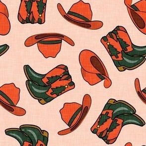 Christmas Cowboy Boots and Hats - pink - LAD23