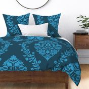 Floral Trellis Damask//Pantone Ultra//blue, grey//texture//Extra jumbo//wallpaper//home decor//fabric
