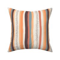 White Abstract Stripes: V3 Playful Meadow Coordinate Line Art Abstract Stripey Mod Art Peach, Orange, White - Medium