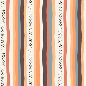 White Abstract Stripes: V3 Playful Meadow Coordinate Line Art Abstract Stripey Mod Art Peach, Orange, White - Medium