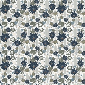 Modern Cactus Succulent Floral Pattern Navy Sage On White Small