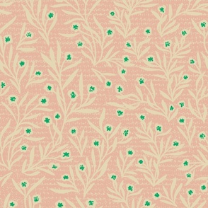 LG textured floral bits 24"x24" green pink and cream