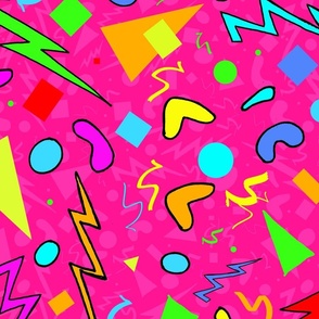 Shapes and Squiggles Explosion (Hot Pink large scale) 