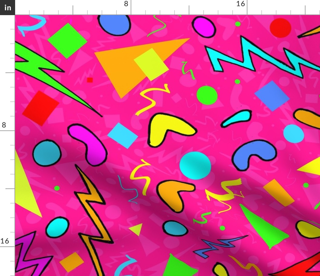Shapes and Squiggles Explosion (Hot Pink large scale) 