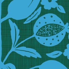 Floral Trellis Damask//Pantone Ultra//blue, green//texture//ectra Large jumbo scale//wallpaper//home decor//fabric