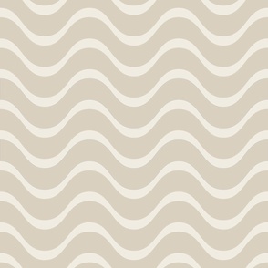retro waves - bone beige_ creamy white - 60s beach geometric stripes
