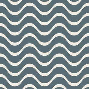 JUMBO // retro waves - creamy white_ marble blue - 60s beach geometric stripes