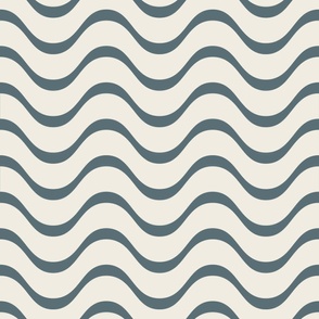 retro waves - creamy white_ marble blue 02 - coastal beach geometric stripes