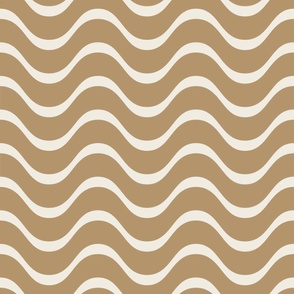 retro waves - creamy white_ lion gold- 60s beach geometric stripes