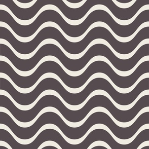 retro waves - creamy white_ purple brown - 60s beach geometric stripes