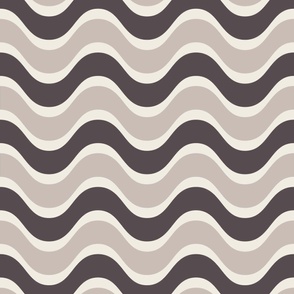 retro waves - creamy white_ purple brown_ silver rust - 60s beach geometric stripes