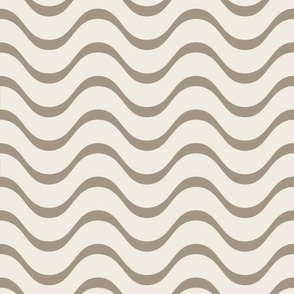 retro waves - creamy white_ khaki brown 02 - 60s beach geometric stripes