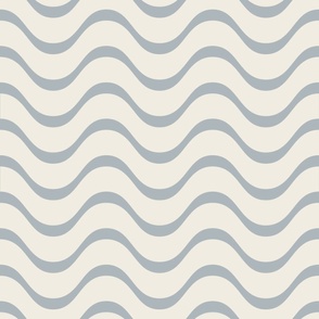 retro waves - creamy white_ french grey blue 02 - 60s beach geometric stripes