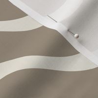 retro waves - creamy white_ khaki brown - 60s beach geometric stripes
