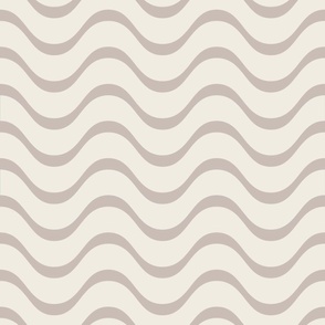 retro waves - creamy white_ silver rust - 60s beach geometric stripes