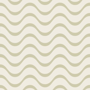 retro waves - creamy white_ thistle green - 60s beach geometric stripes