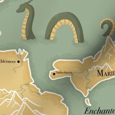 (large) enchanted old fashioned map sea monsters