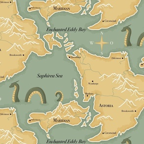 (large) enchanted old fashioned map sea monsters