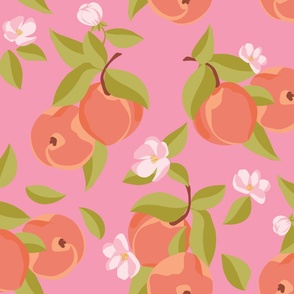 retro peaches and blossom