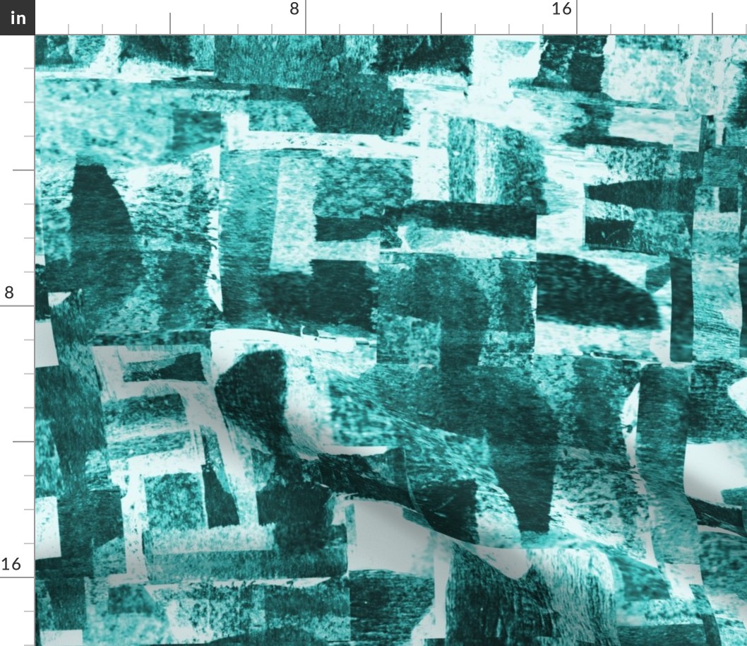 Turquoise white Greek villages shapes abstract modern brushstroke 