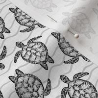 Tropical Turtles Black White Gray Polygon