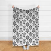 Tropical Turtles Black White Gray Polygon - Large Scale