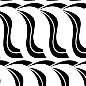 Bird waves in black and white. Jumbo scale