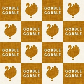 Gobble Gobble Thanksgiving Day Checks - Turkey - fall gold - LAD23
