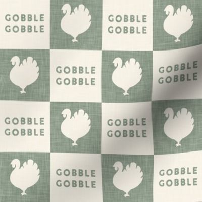 Gobble Gobble Thanksgiving Day Checks - Turkey - sage - LAD23