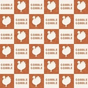 (small scale) Gobble Gobble Thanksgiving Day Checks - Turkey - dark orange - LAD23