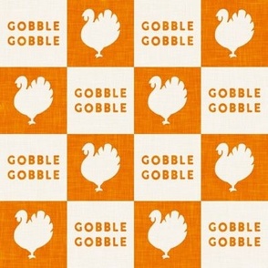 Gobble Gobble Thanksgiving Day Checks - Turkey - orange - LAD23