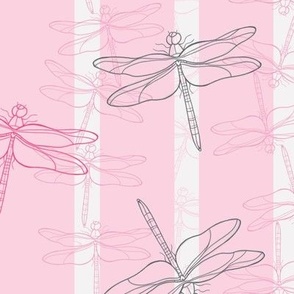 Hand drawn Dragonfly Stripes Monochromatic Pinks
