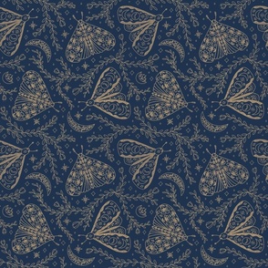 Moon Moth Print in Navy + Gold