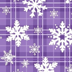 Plaid And Snowflakes Purple