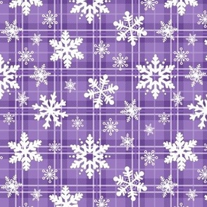 Plaid And Snowflakes Purple Very Small