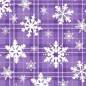 Plaid And Snowflakes Purple Small