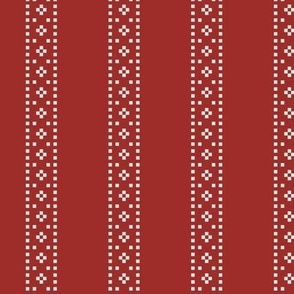 Crimson Christmas Stripes White Dotted Stripes on Red