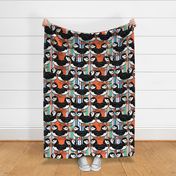 Cuddlin Puffins -  On Colorful Stripes - Large