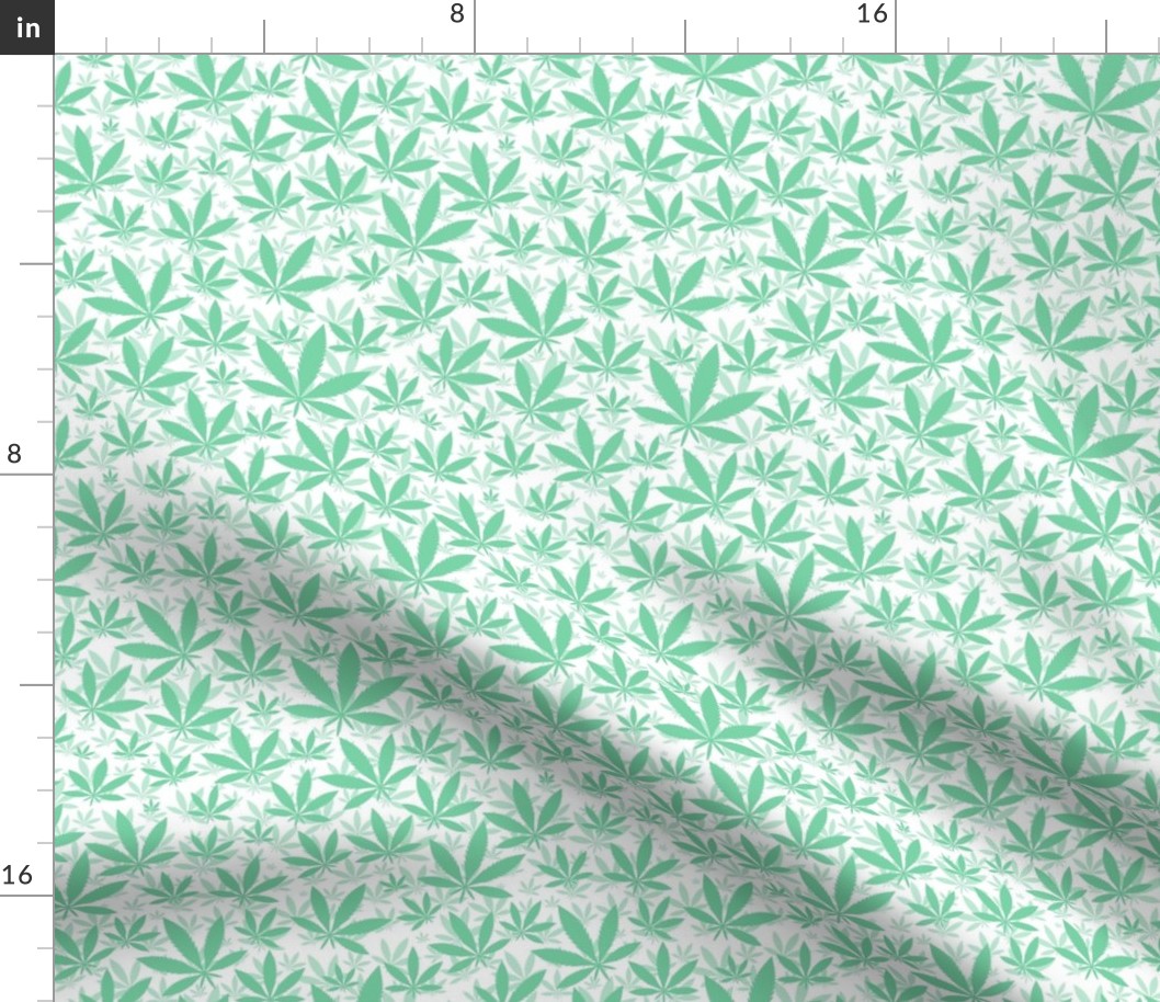 Smaller Scale Marijuana Cannabis Leaves Jade Green on White