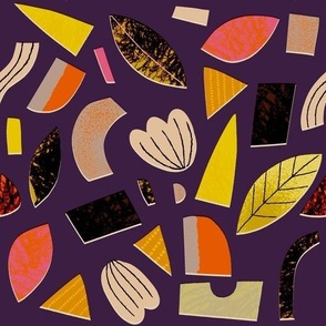 Wild autumn cutouts on dark purple plum #371f40