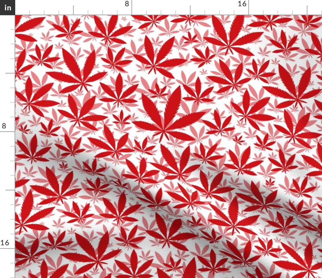 Bigger Scale Marijuana Cannabis Leaves Poppy Red on White