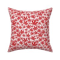 Smaller Scale Marijuana Cannabis Leaves Poppy Red on White