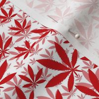 Smaller Scale Marijuana Cannabis Leaves Poppy Red on White
