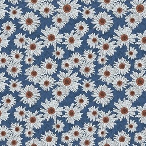 Small Just Daisies on Blue 4" repeat