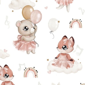 Little Tutu Friends - WALLPAPER - white