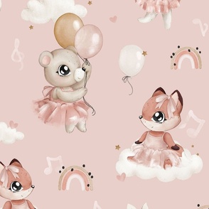 Little Tutu Friends - WALLPAPER - pink