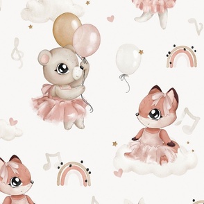 Little Tutu Friends - WALLPAPER - off-white