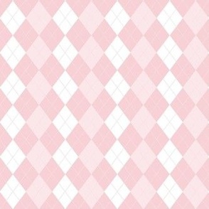 Smaller Scale Preppy Argyle Diamonds in Cotton Candy Pink
