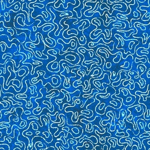 Doodle shapes in blue and white. Large scale