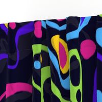 Vintage sportswear dynamic neon curves and shapes. Abstract 80s sport print. Big size.
